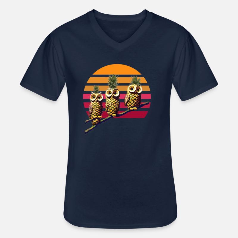 Ananas Eulen - Männer-T-Shirt mit V-Ausschnitt - Navy
