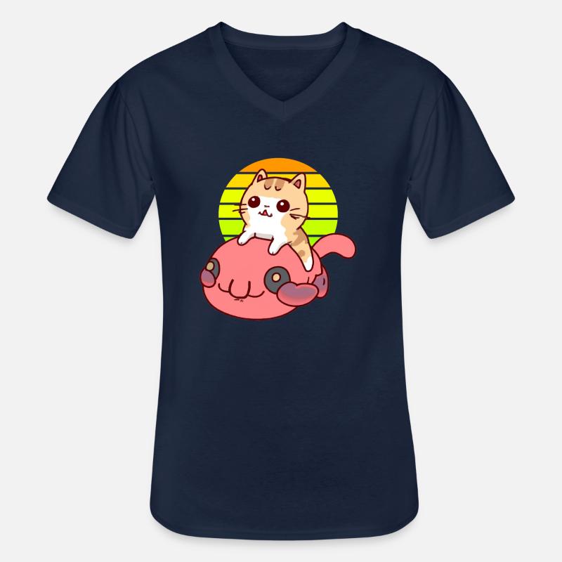 Katze reitet einen Blobfisch - Männer-T-Shirt mit V-Ausschnitt - Navy