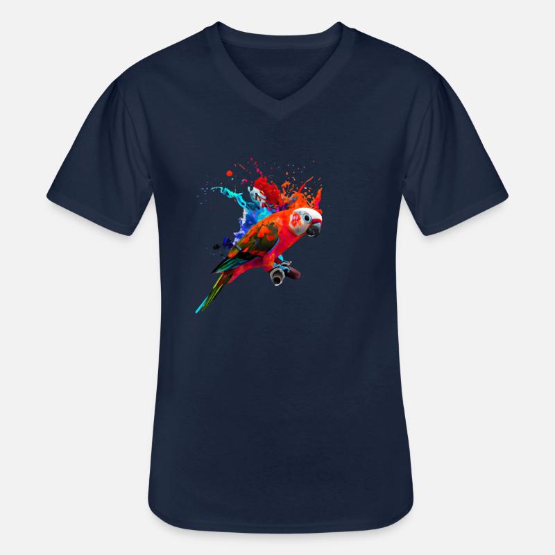 Papagei - Farbexplosion - Männer-T-Shirt mit V-Ausschnitt - Navy