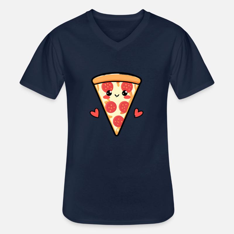 Pizza Herzen - Männer-T-Shirt mit V-Ausschnitt - Navy