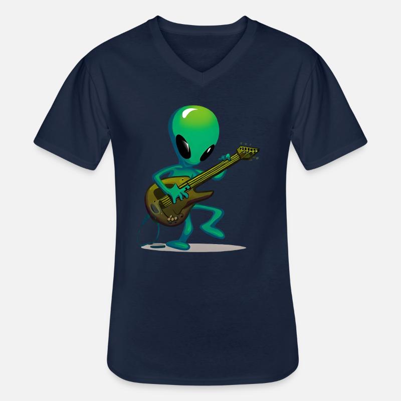 Alien Gitarrist - Männer-T-Shirt mit V-Ausschnitt - Navy