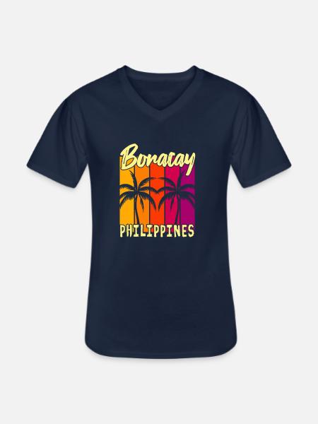 Sunset Boracay Philippines - Men's V-Neck T-Shirt - navy