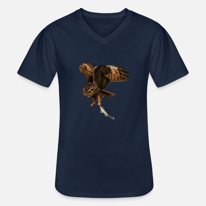 Die fischfangende Eule - Männer-T-Shirt mit V-Ausschnitt - Navy