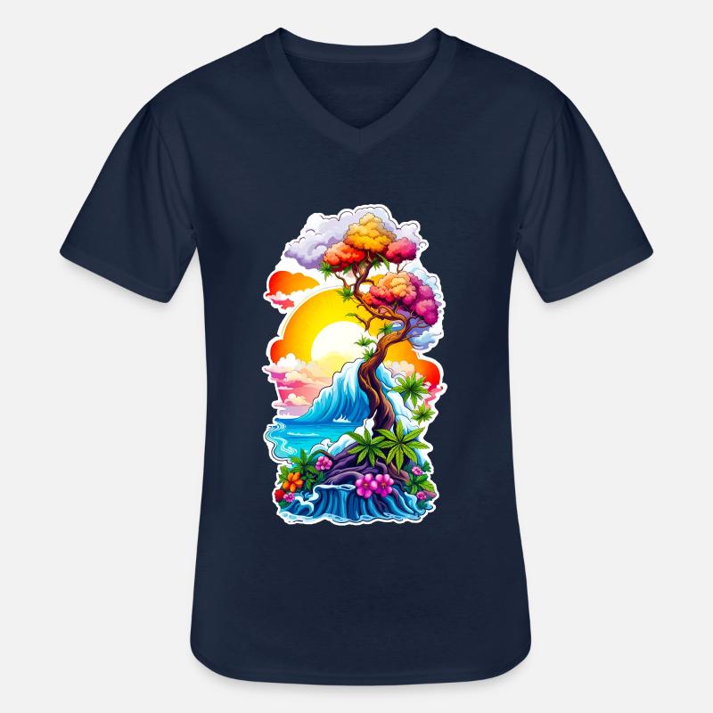 High waves 05 - Männer-T-Shirt mit V-Ausschnitt - Navy