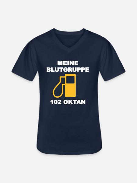 Blutgruppe 102 Oktan - Männer-T-Shirt mit V-Ausschnitt - Navy