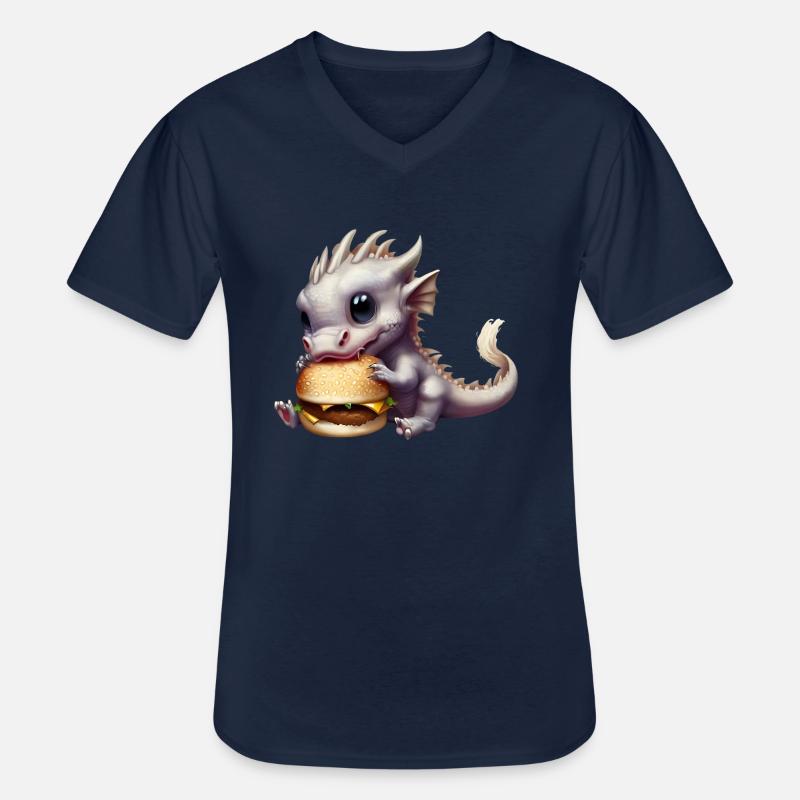 Cheeseburger Drache - Männer-T-Shirt mit V-Ausschnitt - Navy