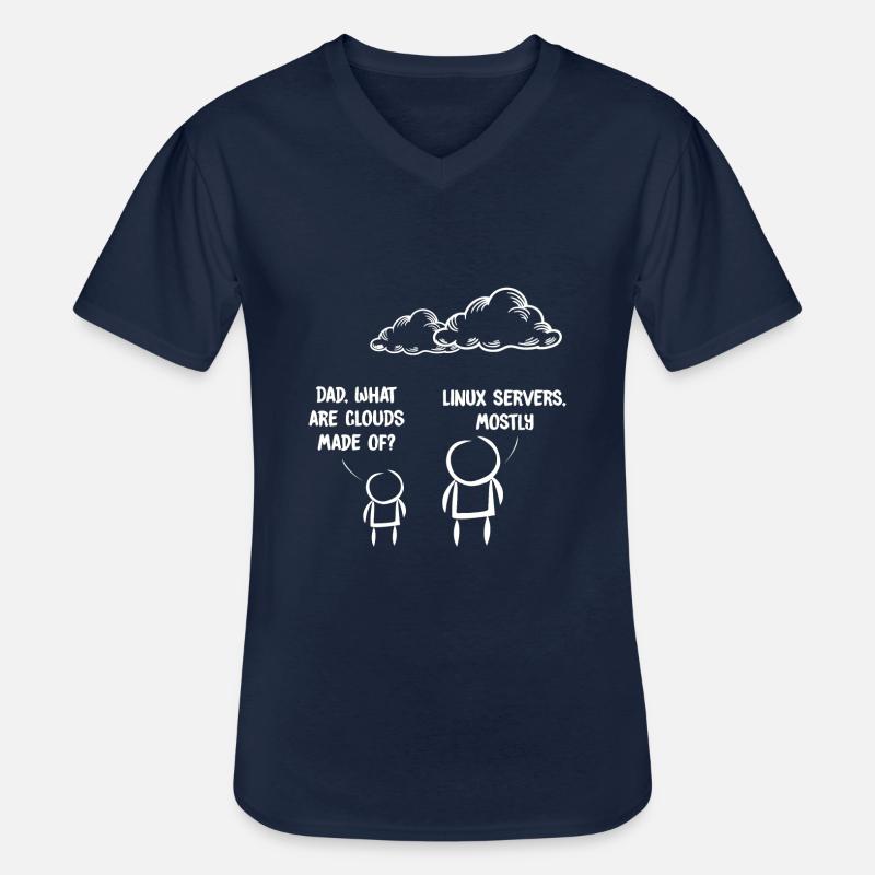 Computer IT Joke Funny Programmer Geek Linux - Maglietta da uomo classica con scollo a V - navy