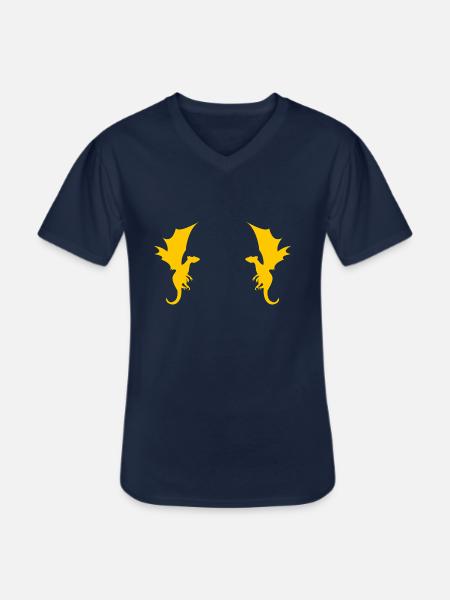 Dragon Dragon Pattern - Men's V-Neck T-Shirt - navy