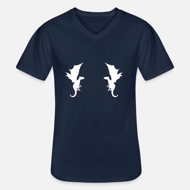 Dragon Dragon Pattern - Men's V-Neck T-Shirt - navy