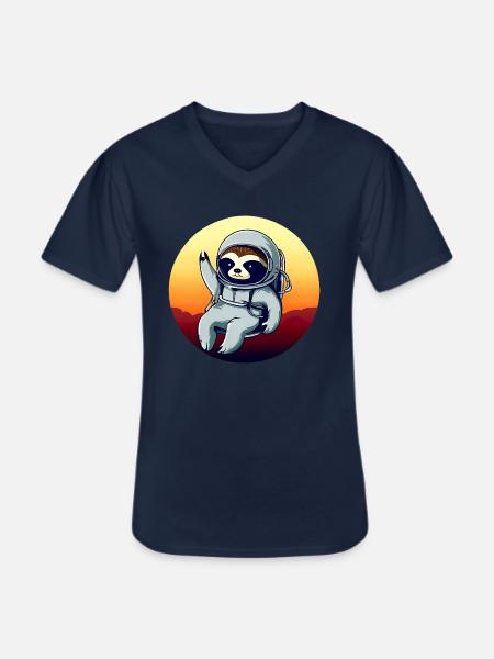 Lazyer in space at sunset - Men's V-Neck T-Shirt - navy