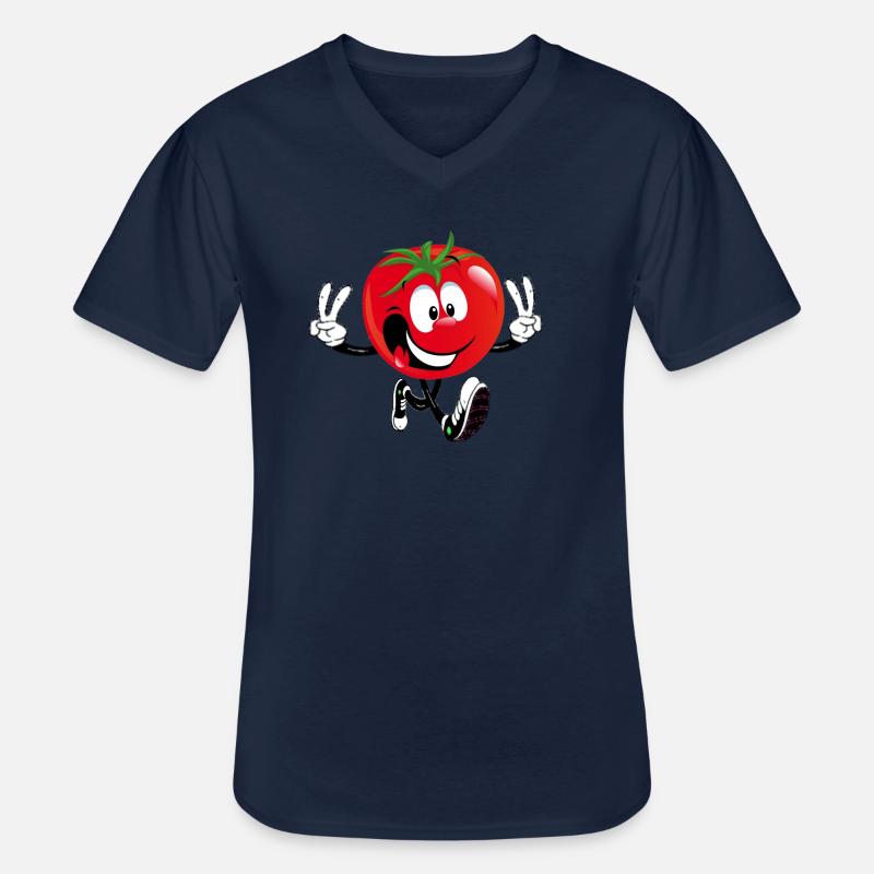 Tomate Comic Cartoon Design - Männer-T-Shirt mit V-Ausschnitt - Navy