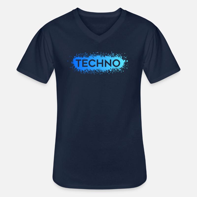Techno Techno Blue Splat - Männer-T-Shirt mit V-Ausschnitt - Navy