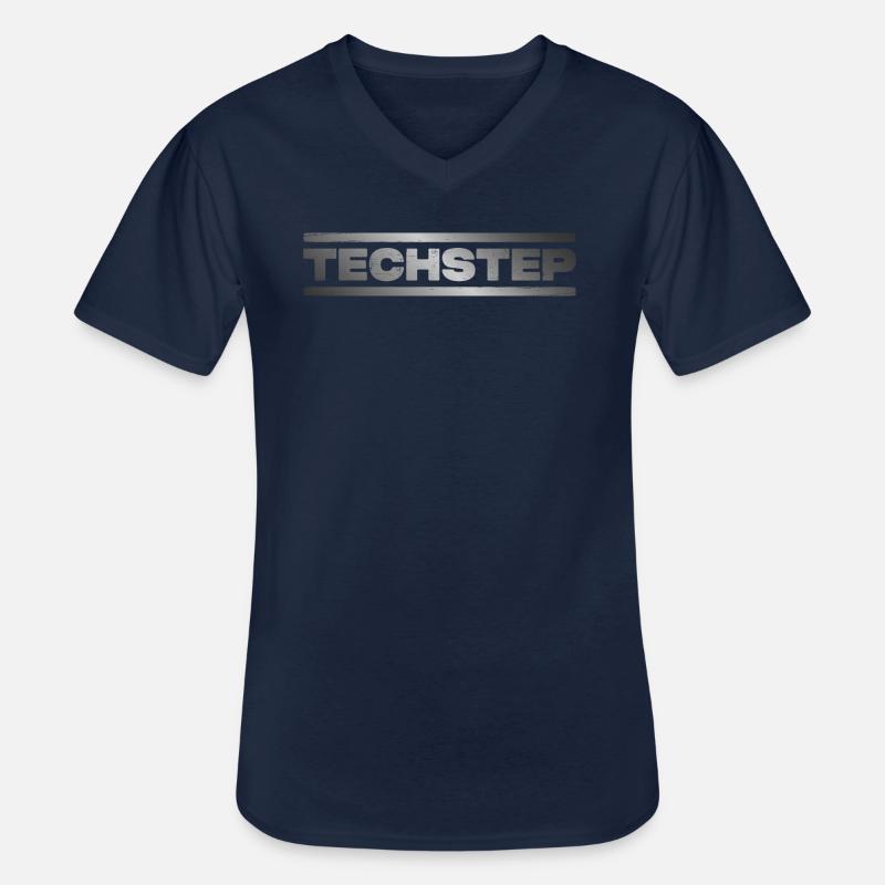 Techstep DNB Drum n Bass Junglist - Men's V-Neck T-Shirt - navy