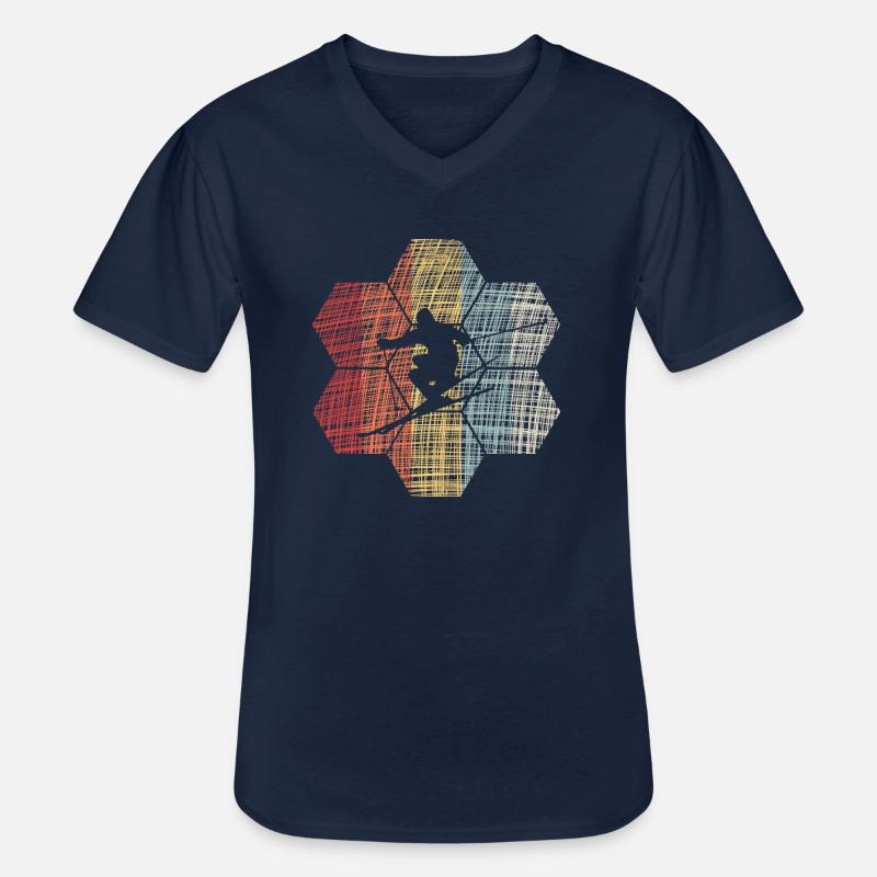 skiing - Männer-T-Shirt mit V-Ausschnitt - Navy