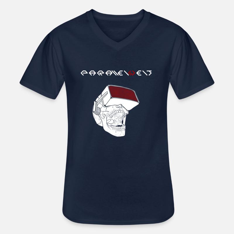 Parallelwelt Schädel weiß - Männer-T-Shirt mit V-Ausschnitt - Navy
