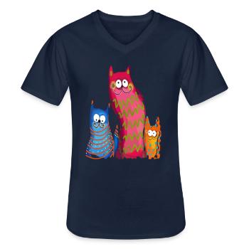 Witzige Katzen - Männer-T-Shirt mit V-Ausschnitt - Navy - Vorne - AI Model Male 178 dark (178cm)