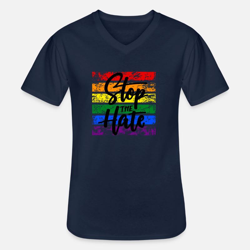 LGBTQ Stop the Hate - Männer-T-Shirt mit V-Ausschnitt - Navy