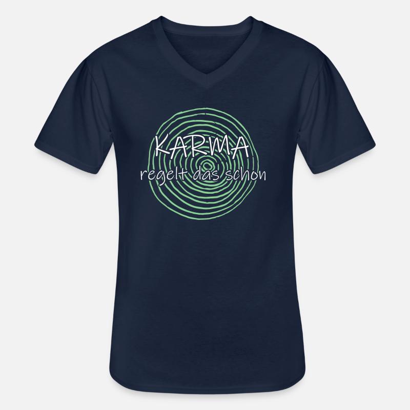 Karma regelt das schon - Männer-T-Shirt mit V-Ausschnitt - Navy
