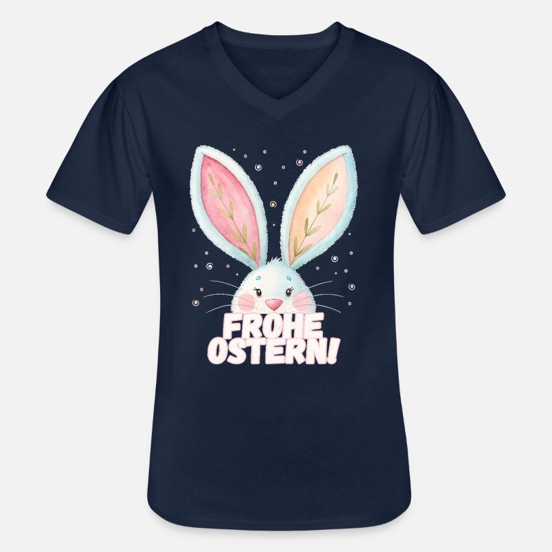 Happy Easter! Cute Easter Bunny - Men's V-Neck T-Shirt - navy