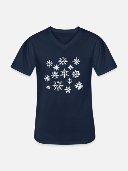 Snowflakes white - Men's V-Neck T-Shirt - navy