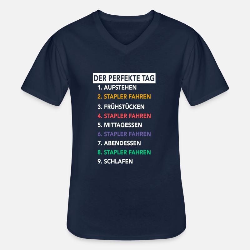 Staplerfahrer Gabelstaplerfahrer Stapler Hubwagen - Männer-T-Shirt mit V-Ausschnitt - Navy
