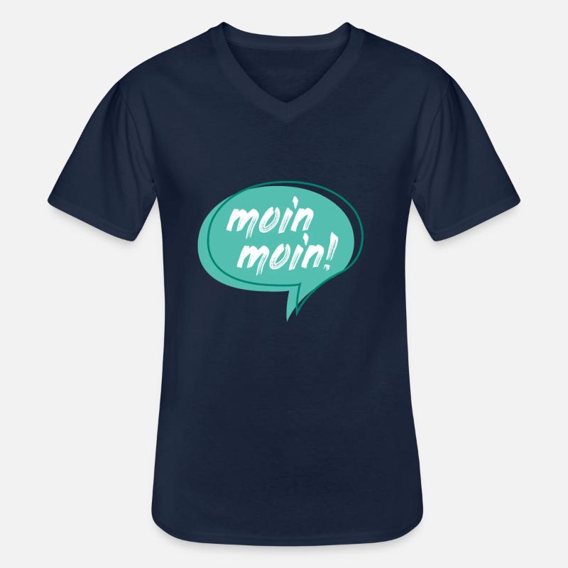 Moin Moin - Maglietta da uomo classica con scollo a V - navy