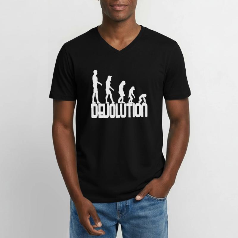 Devolution Evolution simple design Men's V-Neck T-Shirt