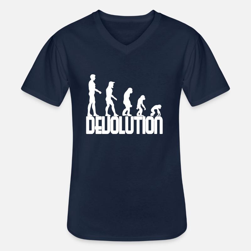 Conception simple de Devolution Evolution - T-shirt col V Homme - marine