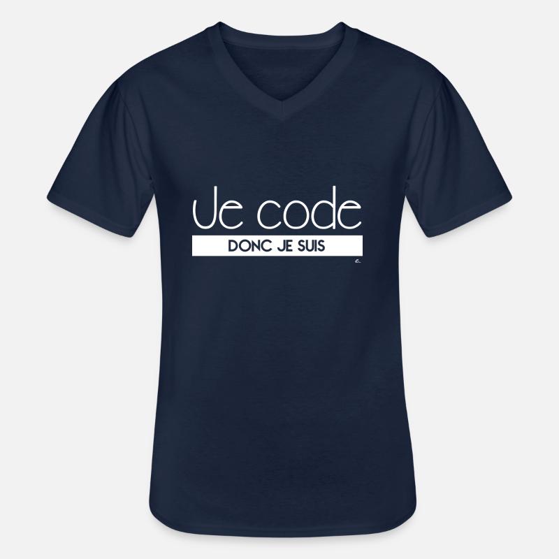 Je code donc je suis - T-shirt col V Homme - marine