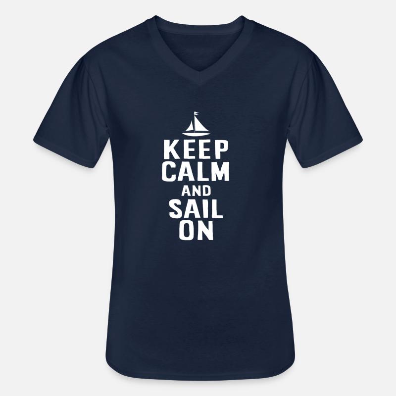 Keep Calm And Sail On - Männer-T-Shirt mit V-Ausschnitt - Navy