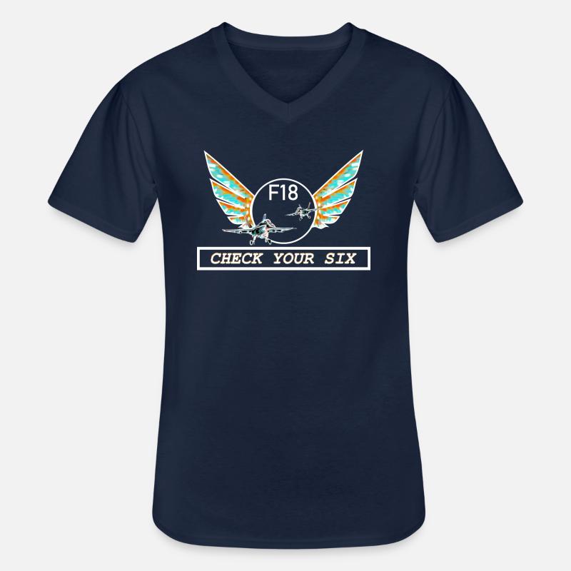 Check Your Six - Männer-T-Shirt mit V-Ausschnitt - Navy