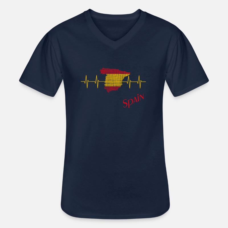 Spain, Spanien, Spanien Herzschlag - Männer-T-Shirt mit V-Ausschnitt - Navy