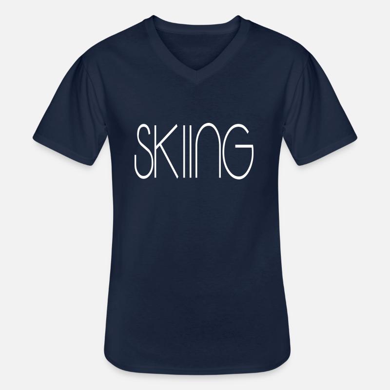 skiing - Männer-T-Shirt mit V-Ausschnitt - Navy