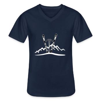 Ski und Berge, Skifahren - Männer-T-Shirt mit V-Ausschnitt - Navy - Vorne - AI Model Male 178 dark (178cm)