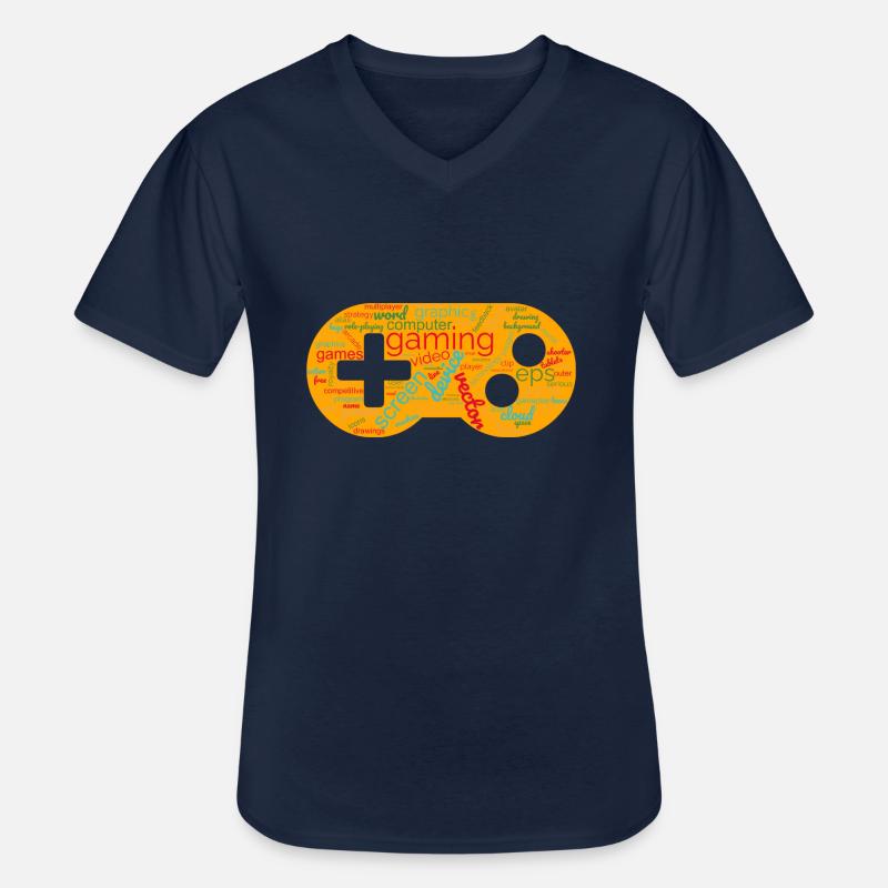 wordcloud gaming orange - Männer-T-Shirt mit V-Ausschnitt - Navy