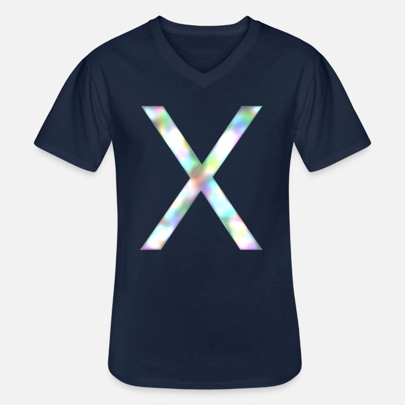 X - Regenbogen - Männer-T-Shirt mit V-Ausschnitt - Navy