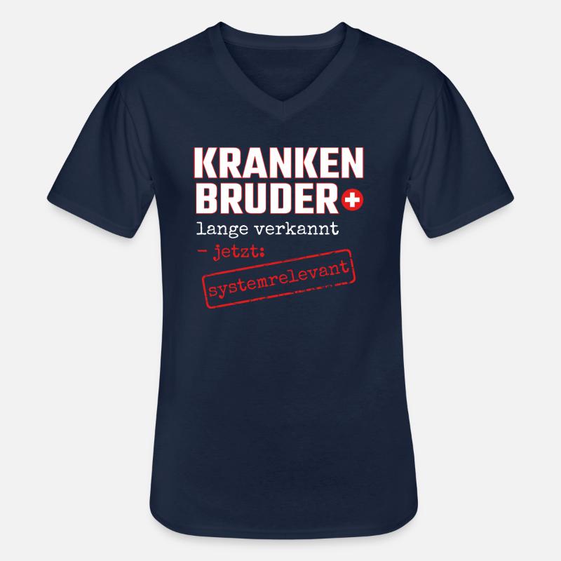Krankenbruder systemrelevant Krankenpfleger Danke - Männer-T-Shirt mit V-Ausschnitt - Navy