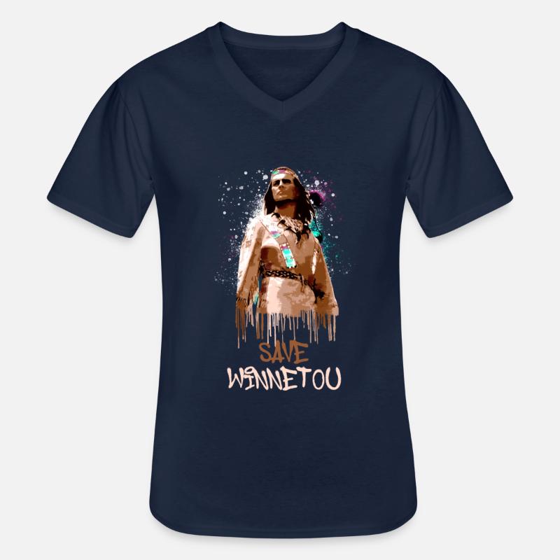 save winnetou,winnetou,indianer,illustration - Männer-T-Shirt mit V-Ausschnitt - Navy