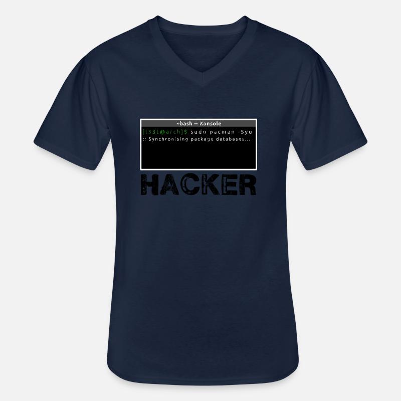 Hacker Linux - Männer-T-Shirt mit V-Ausschnitt - Navy