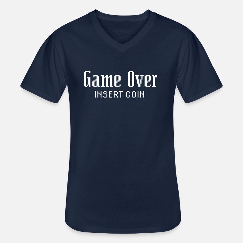 Game Over Insert Coin - Männer-T-Shirt mit V-Ausschnitt - Navy