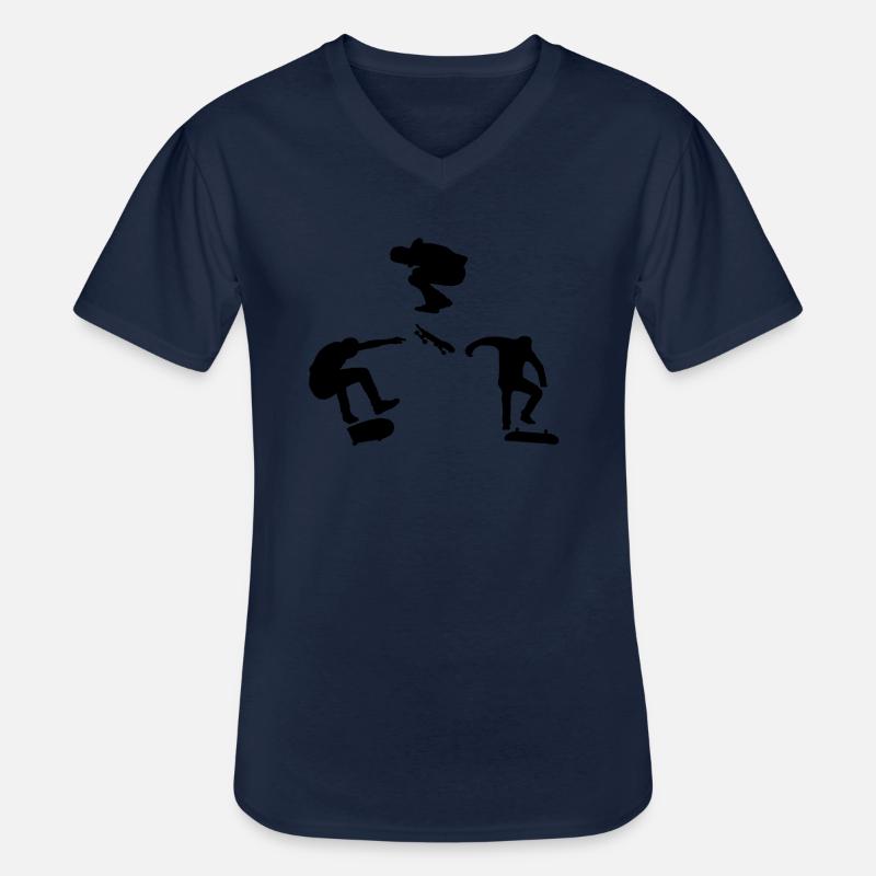 Skateboard Tricks - Männer-T-Shirt mit V-Ausschnitt - Navy