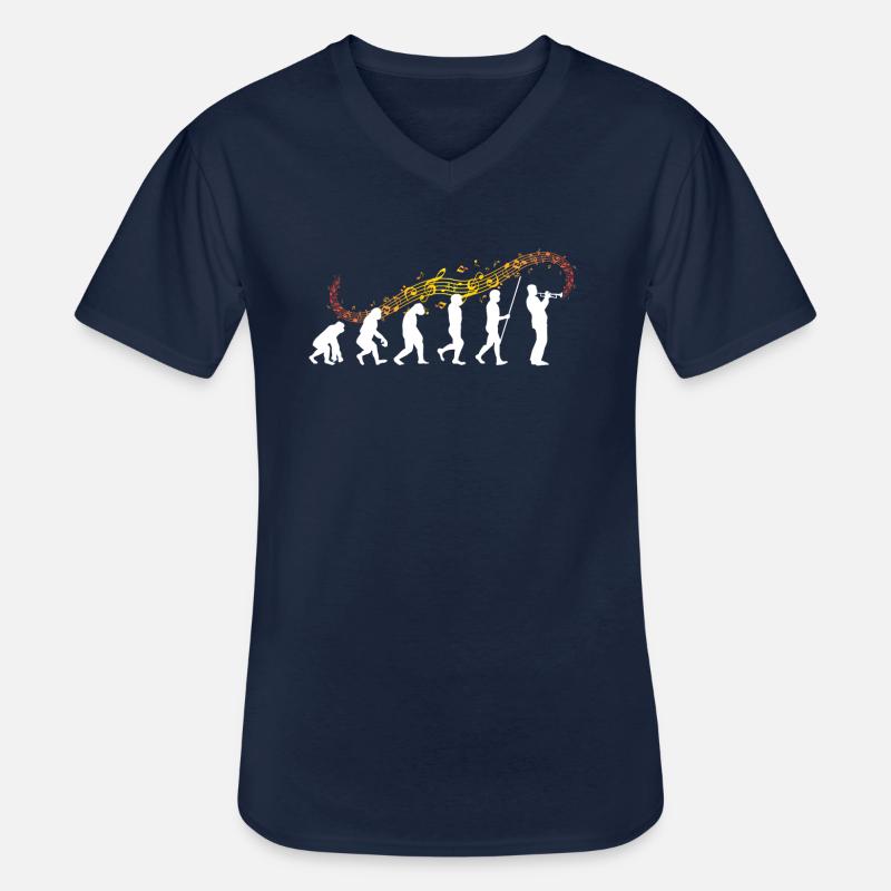 Evolution Trompete | Trompeter cooles Geschenk - Männer-T-Shirt mit V-Ausschnitt - Navy