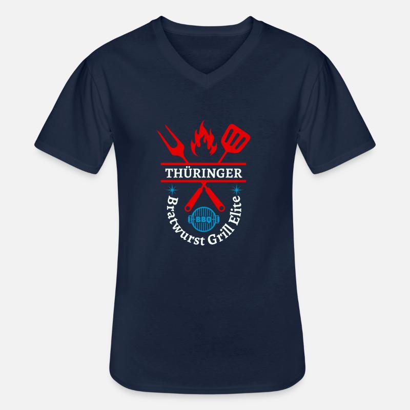 Thüringen-Thüringer Bratwurst Grill Elite - Männer-T-Shirt mit V-Ausschnitt - Navy