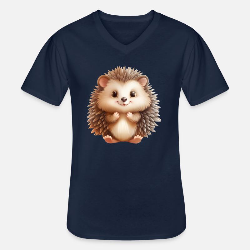 Süsser sitzender Igel - Männer-T-Shirt mit V-Ausschnitt - Navy