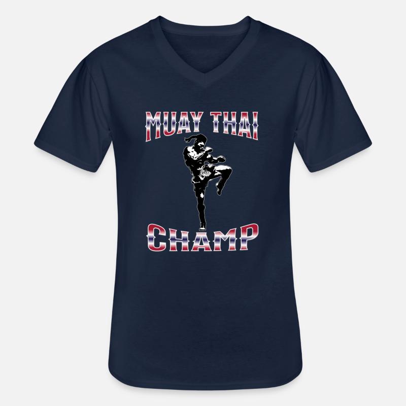 Muay Thai Boxing Muay Thai - Männer-T-Shirt mit V-Ausschnitt - Navy