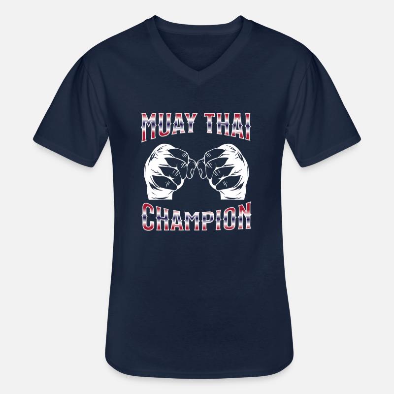 Muay Thai Boxing Muay Thai - Männer-T-Shirt mit V-Ausschnitt - Navy