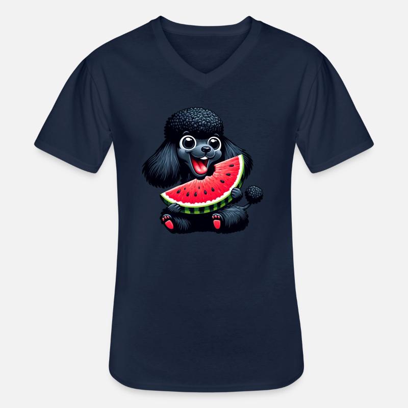 Pudel mit Wassermelone Sommerdesign - Männer-T-Shirt mit V-Ausschnitt - Navy