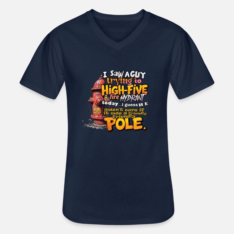 High Five an einem Hydranten - Männer-T-Shirt mit V-Ausschnitt - Navy