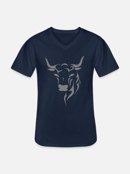 Bull's head - Men's V-Neck T-Shirt - navy