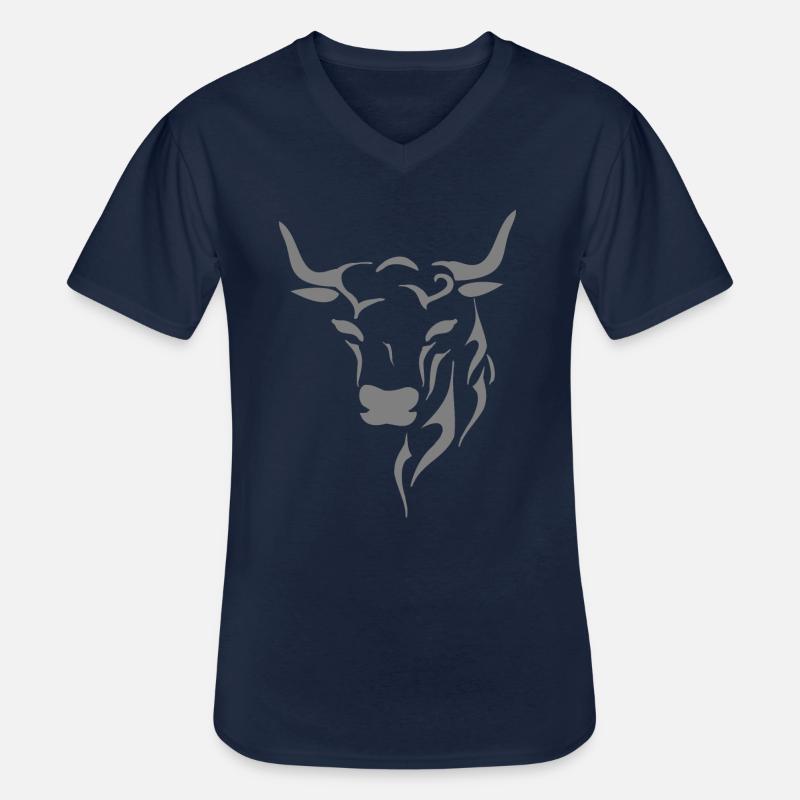 Stierkopf - Männer-T-Shirt mit V-Ausschnitt - Navy